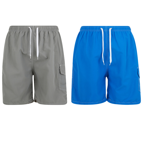 2-Pack Men Swim Trunks, Men Board Shorts Cargo Pocket Bathing Suit Blue & Olive - Picture 1 of 11